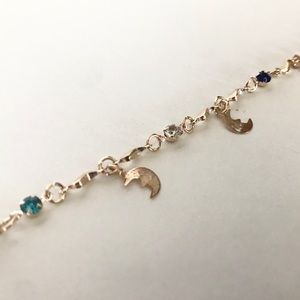 Sailor Moon Gold Chain Crystal Moon Charm Bracelet